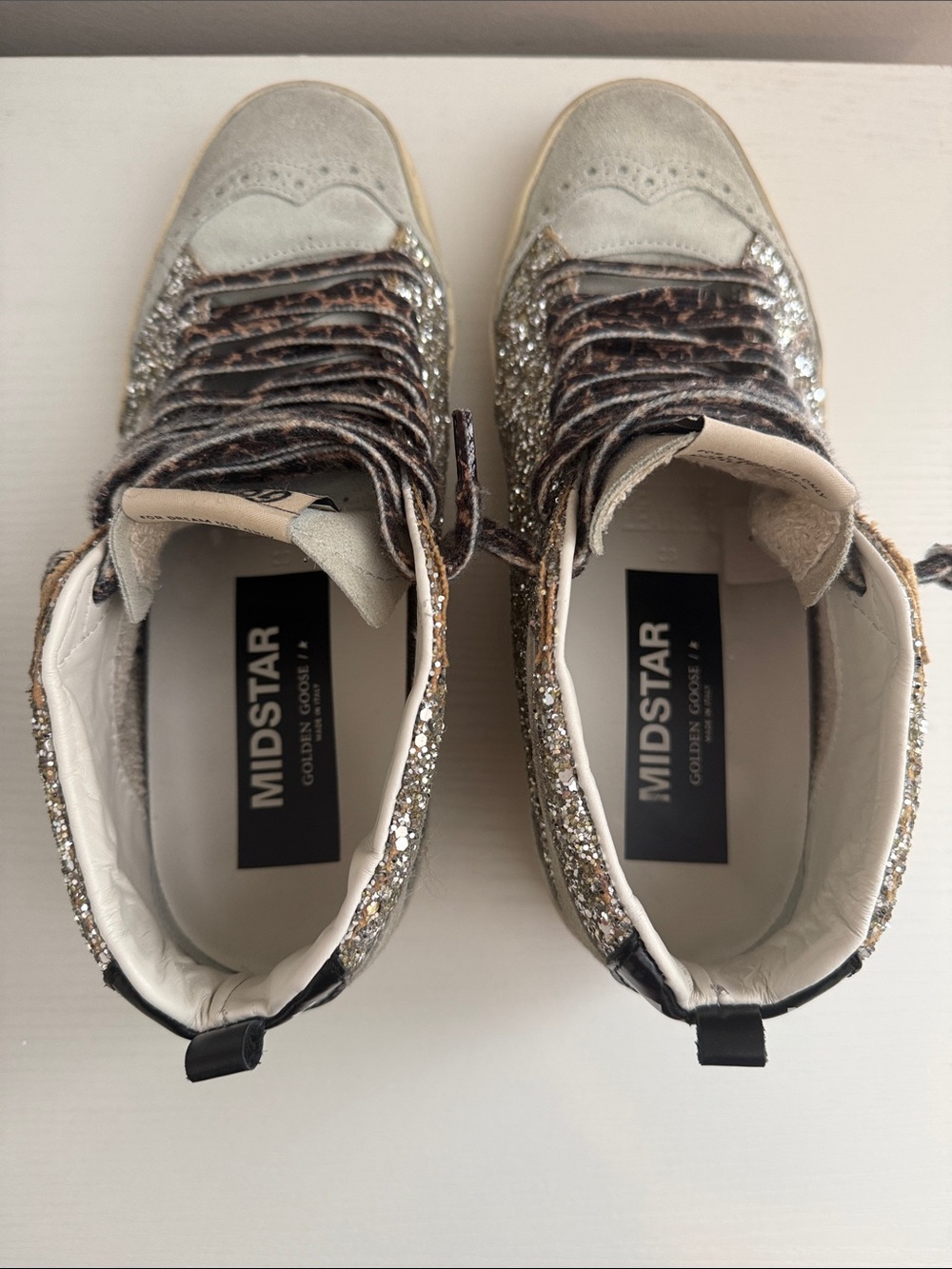 Golden Goose Mid Star Classic Double Wave Sneakers - Platinum Grey Silver Black - Picture 9 of 11